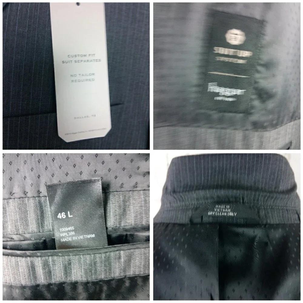 Haggar Custom Fit Suit Up System 46L Gray Pinstripe Suit Blazer Jacket